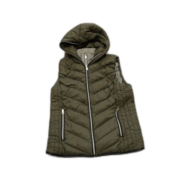 Marc New York Performance Quilted Vest L Olive Hooded Puffer (MNY) - Picture 3 of 9